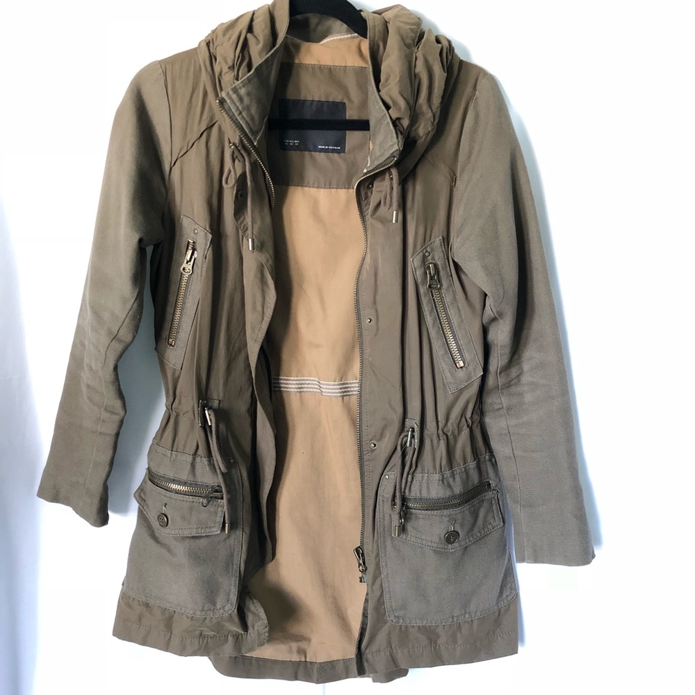 Army green jacket with hood